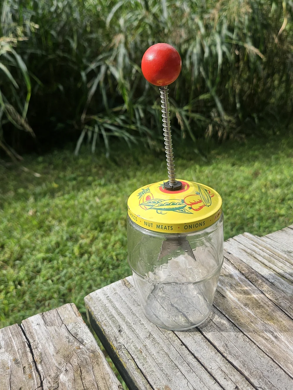 Vintage Spring-action Hand Food and Nut Chopper, likely from the 1940s